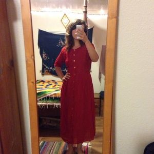 Vintage embroidered red dress